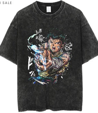 Anime Baki Haman Tshirts Harajuku Vintage 100% Cotton 2024 New Washed T Shirt For Men Hip Hop Streetwear Oversize T-shirt