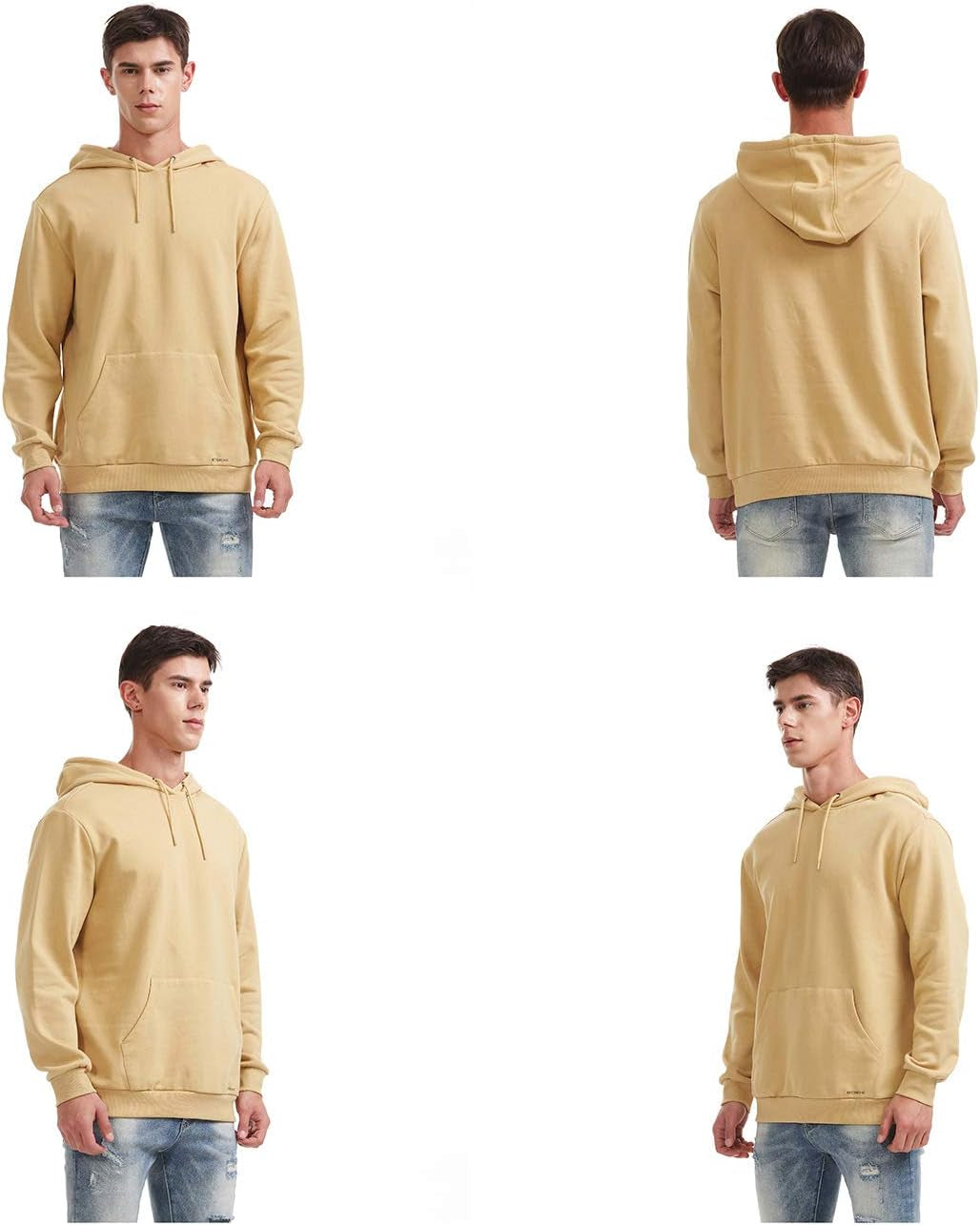 Men'S Hooded Sweatshirt Long Sleeve Soft Brushed Fleece Hoody Classic Drawstring Pullover Hoodie Size S-3XL