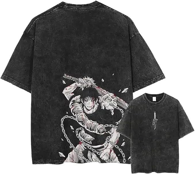 Anime Baki Haman Tshirts Harajuku Vintage 100% Cotton 2024 New Washed T Shirt For Men Hip Hop Streetwear Oversize T-shirt